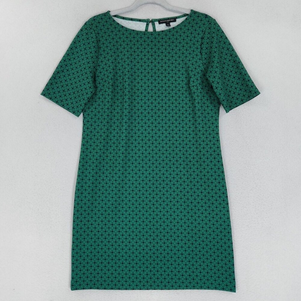 Banana Republic Dress Womens Small Green Short Sleeve Lightweight Shift Casual